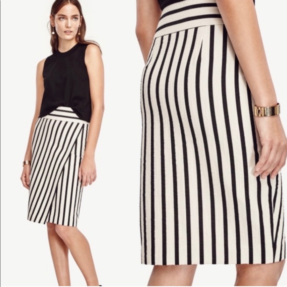 Ann Taylor Striped Cotton Faux Wrap Skirt Size 6